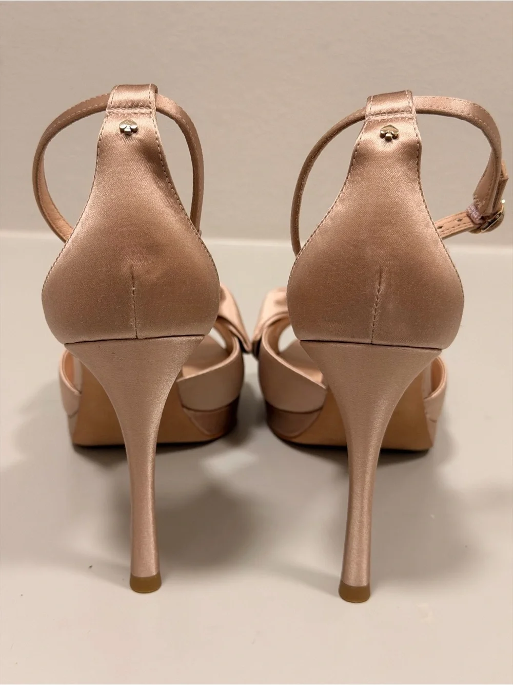 kate spade Satin Twist Front Ankle-Strap Heels in Rose Bridal Bow - Brand new!